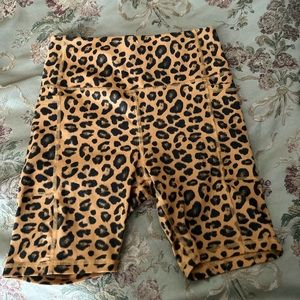Leopard print athletic biker shorts